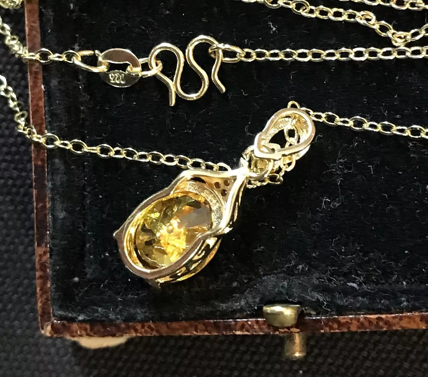 18K Gold Plated Yellow Zircon And White Zircon Necklace - Vintage Style