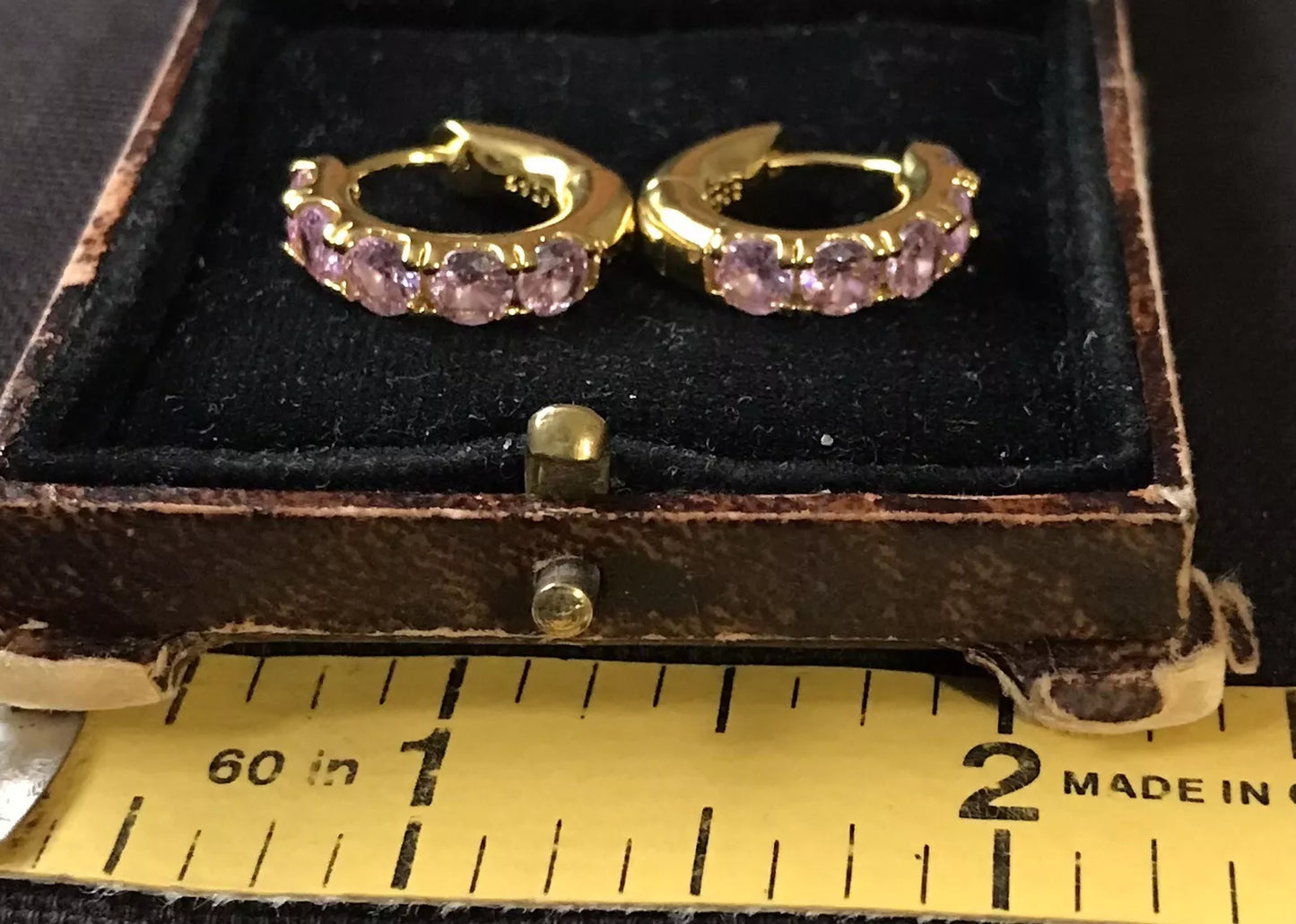 18K Gold Plated Pink Crystal Earrings - Vintage Style