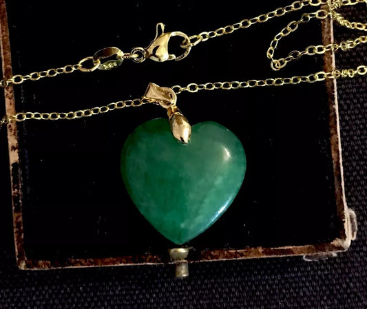 18K Gold Plated Natural Jade Necklace - Vintage Style