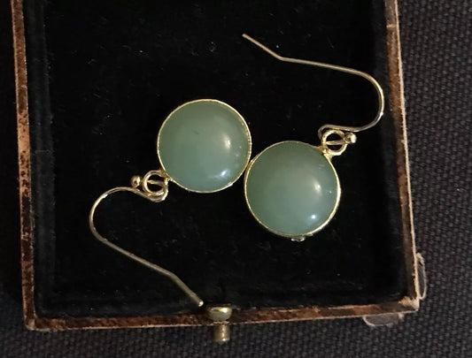 14K Gold Plated Natural Green Gemstones Earrings - Vintage Style