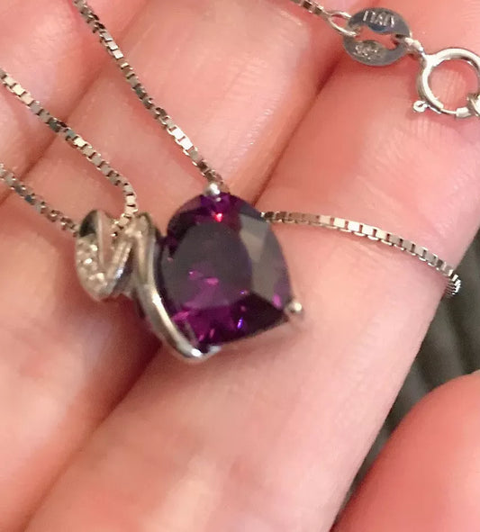 Sterling Silver Amethyst And Zircon Necklace - Vintage Style